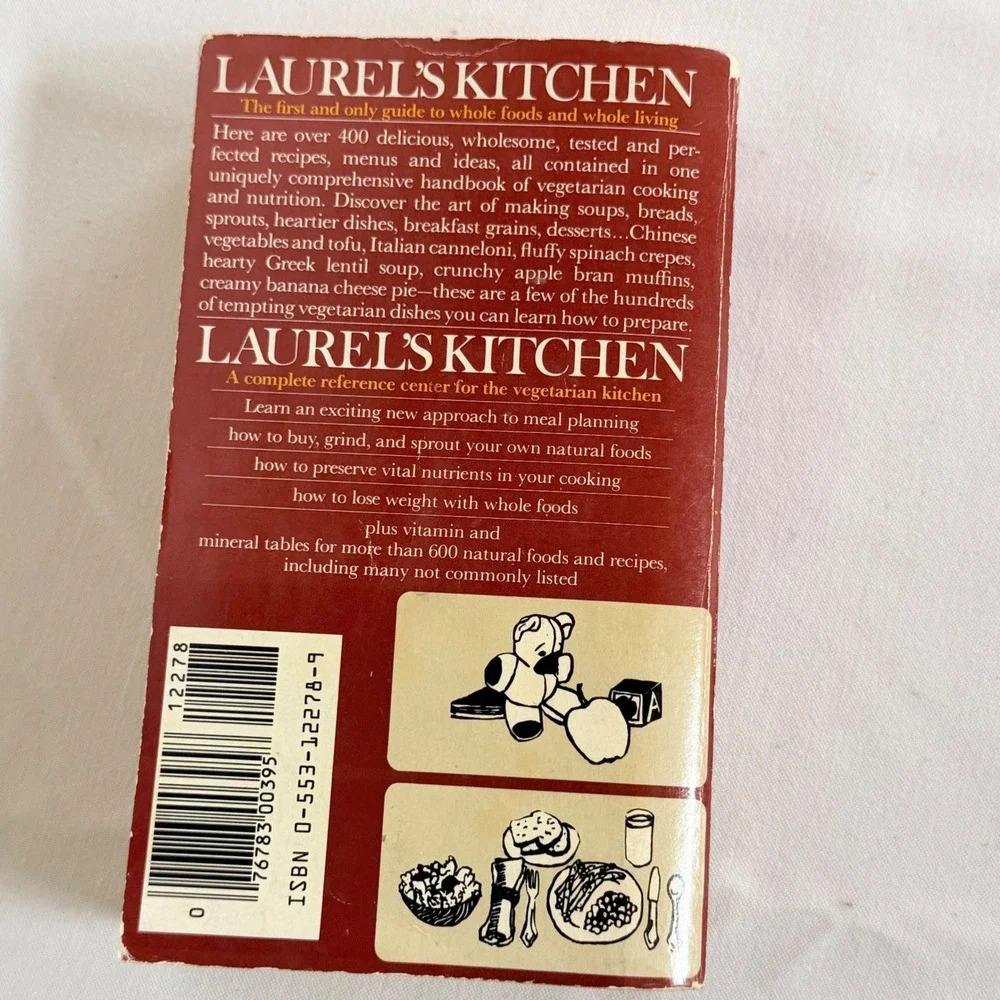 Laurel's Kitchen Vegetarian Cookery Nutrition Paperback 1976 Bantam Vintage